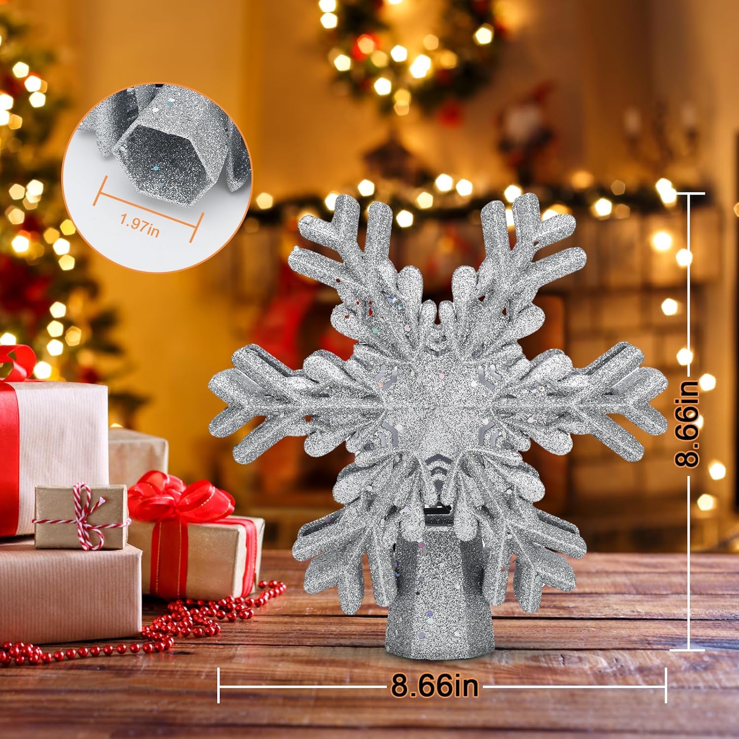 LightOfTree Hollow Snowflake Tree Topper – Smoke-Free, Odor-Free Holiday Decor, No Fire Risk Indoors