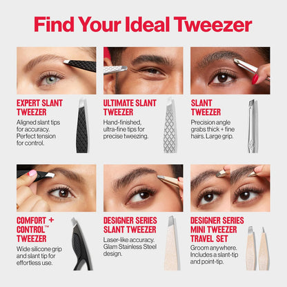 Revlon Expert Slant Tip Tweezer – Neutral Black Finish for Clean Aesthetic, Precision Plucker