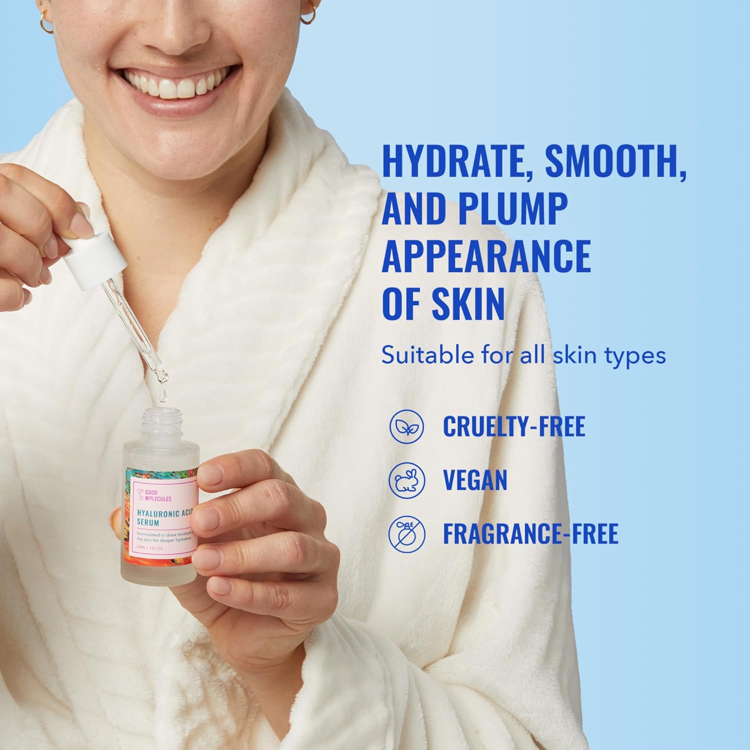 lightweight, non-greasy serum texture that absorbs in ~30 seconds on damp skin