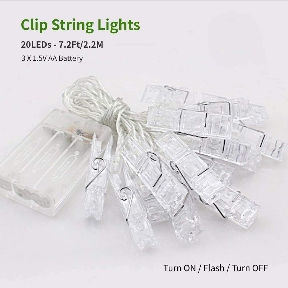 lightweight plastic clips that hold photos, holiday cards, postcards, and light art without damaging them