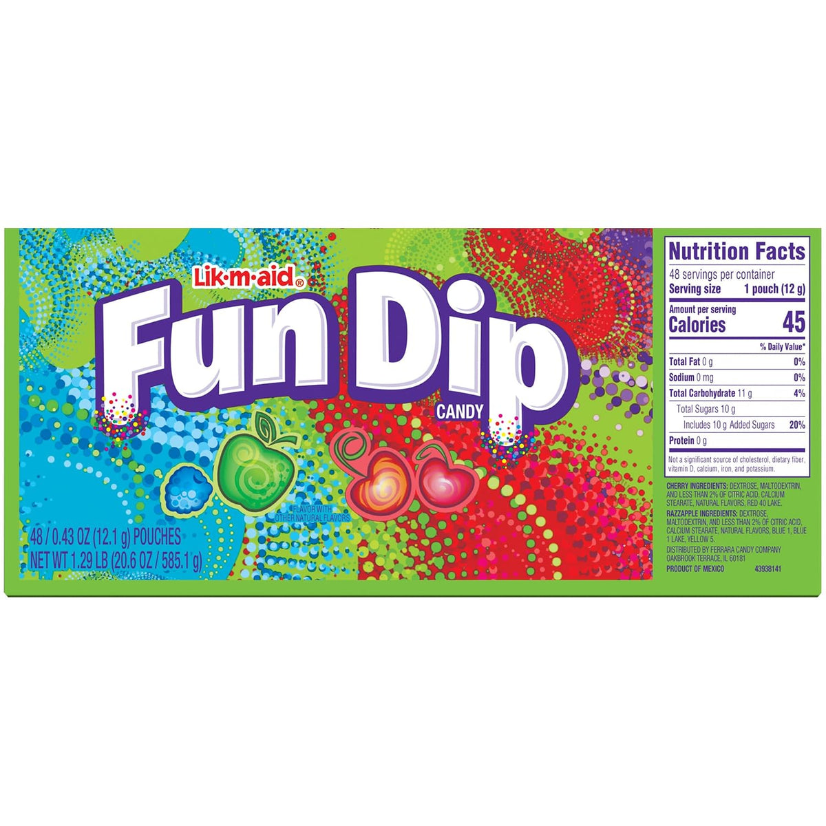 Lik-M-Aid Fun Dip Assorted Flavor Pouches – Portable 48-Count Candy Pack for Picnics, Park Playdates, and Backyard Birthday Parties