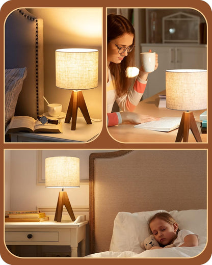 linen beige lampshade producing soft, non-glare, flicker-free warm white light