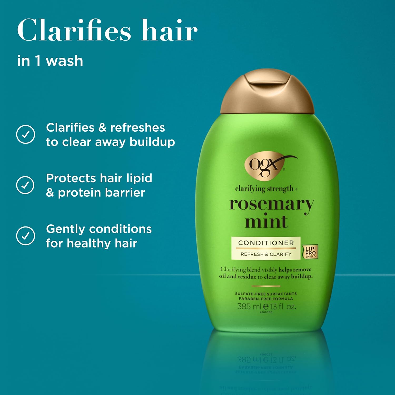 lipi pro shield technology providing 2x more protein and lipid protection vs. non-conditioning shampoo