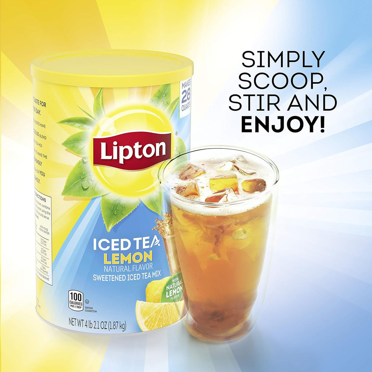 Lipton Lemon Sweetened Iced Tea Mix – Outdoor Party Pitcher Staple, Powdered Sweet Tea for Grilling Season