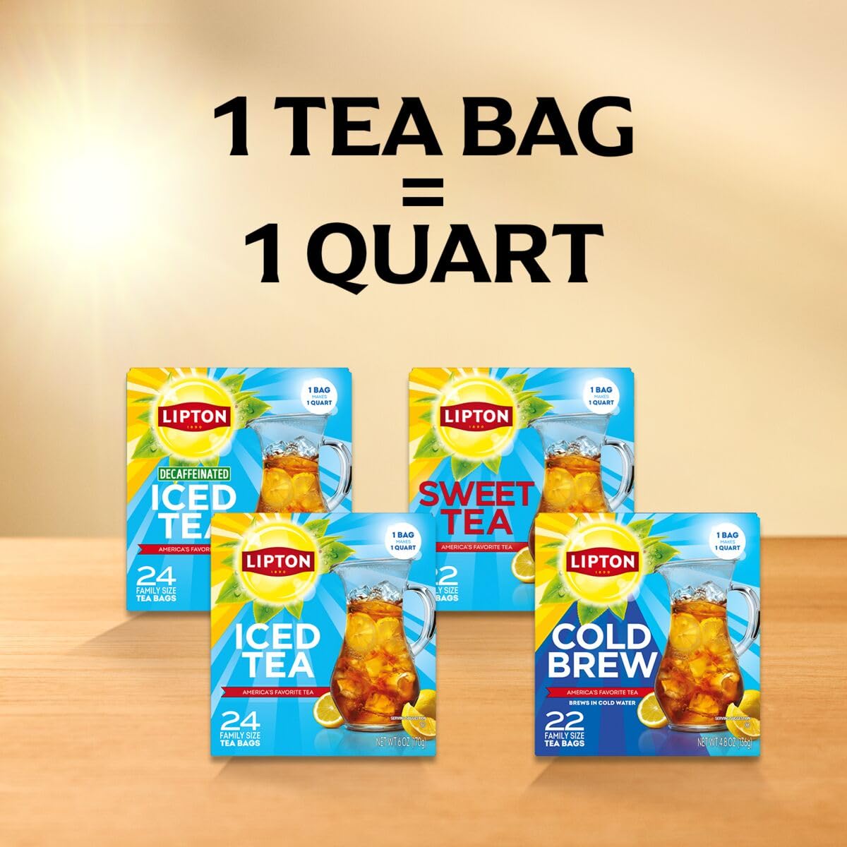 Lipton Unsweetened Iced Tea – Steady Week Long Hot Brew Cold Prep for Workweek Hydration, Family Size 24 Quart