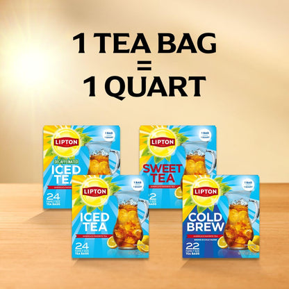 Lipton Unsweetened Iced Tea – Steady Week Long Hot Brew Cold Prep for Workweek Hydration, Family Size 24 Quart