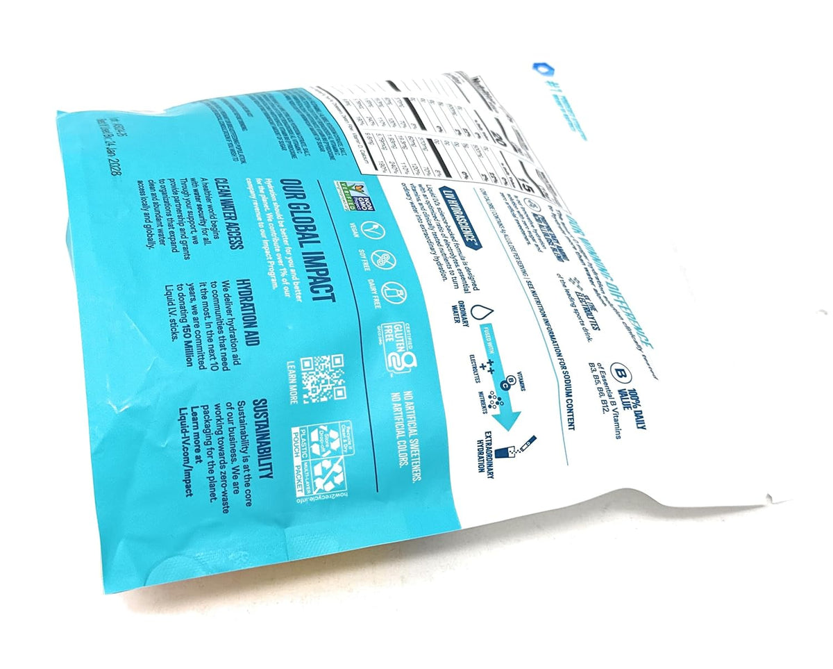 Liquid I.V. Sugar Free Hydration Multiplier – Hot Weather Rehydration, Sugar Free Sports Drink Mix for Hiking and Field Days