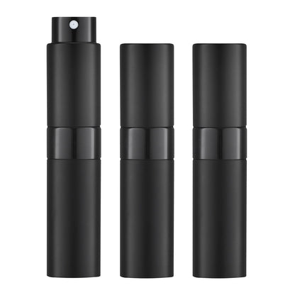 LISAPACK 8ML Atomizer Perfume Spray Bottle for Travel (3 PCS) Empty Cologne Dispenser, Portable Sprayer Travel Essentials for Men and Women (Black)