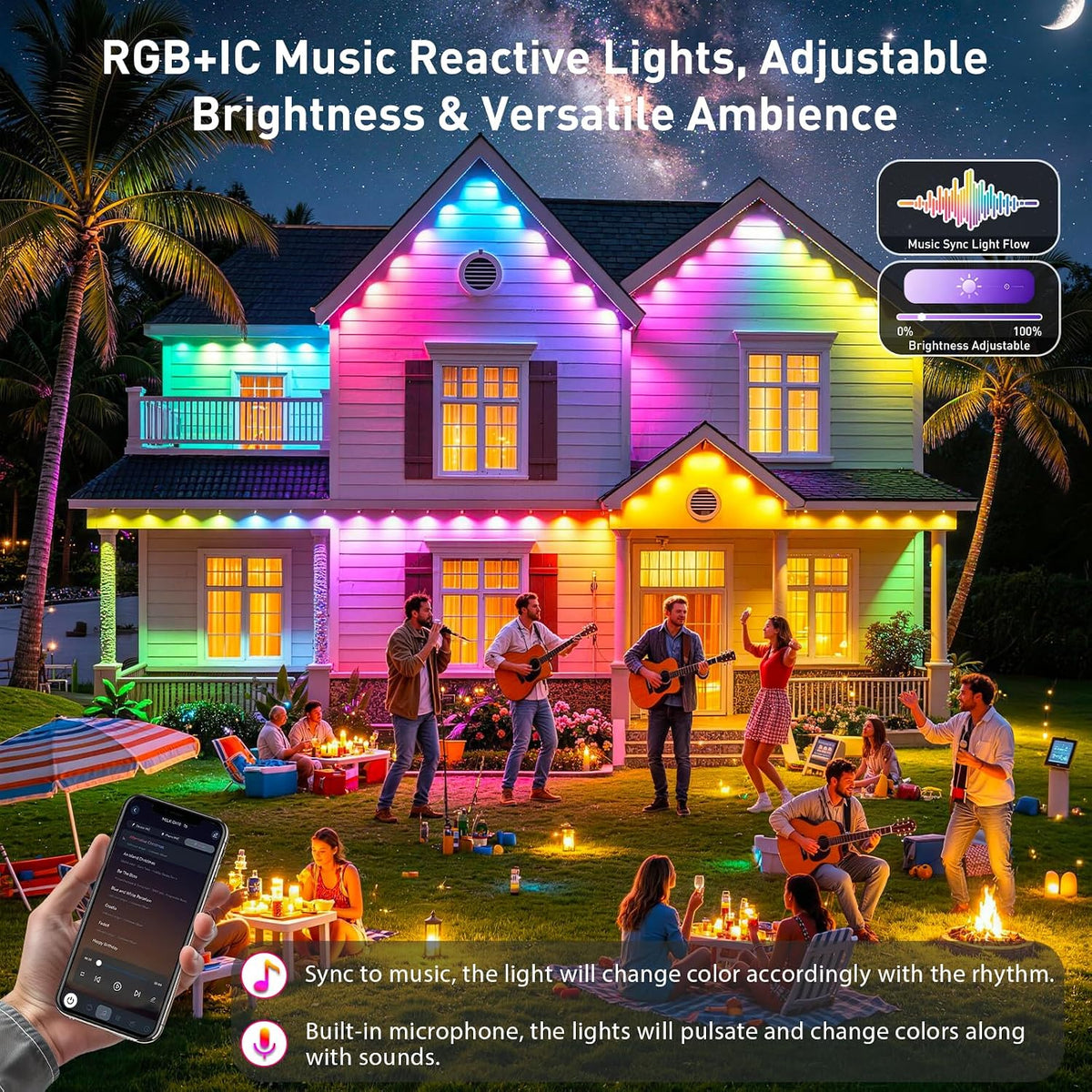 LITSOUL Outdoor Smart Light Strip – Smoke-Free, Heat-Free LED Wall Wash for Senior Homes and Family-Friendly Patios