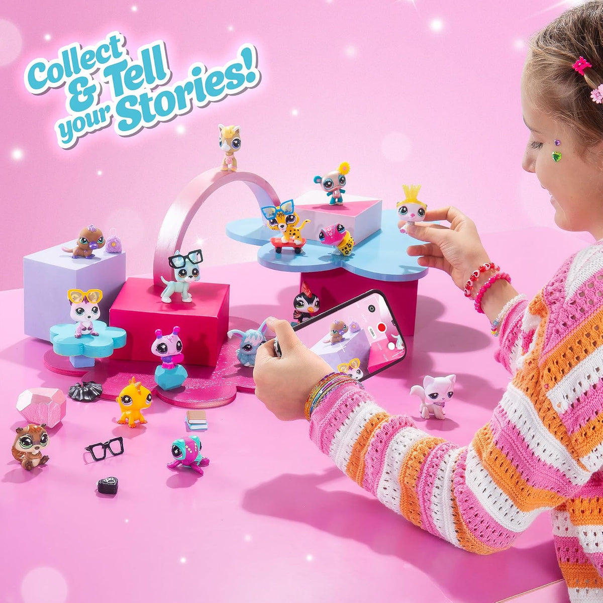 Littlest Pet Shop Series 5 Pet Surprise Three Pack Bobble Head Toy Figure, Display Shelf Decor for Bedroom Desk and Collector Cabinet