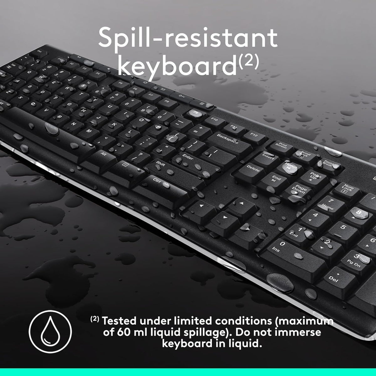 Logitech MK270 Wireless Keyboard and Mouse, Black Finish Matching Sleek Living Room Workspace