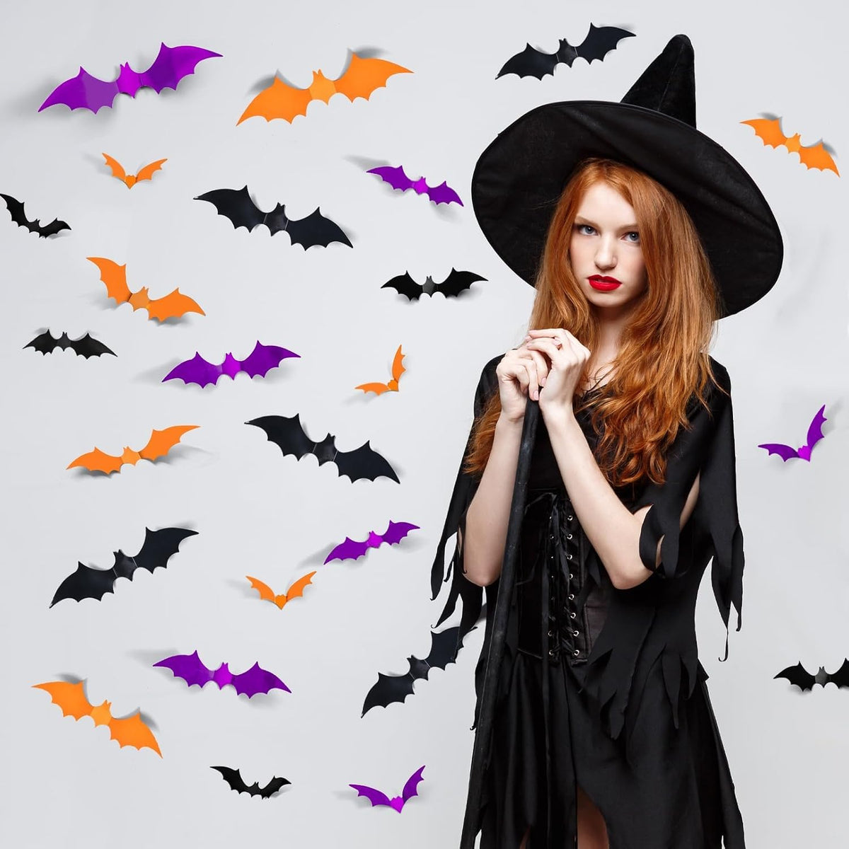 LOLStar 72PCS Halloween Bat Decals – Apartment-Friendly Spooky Decor for Walls and Windows