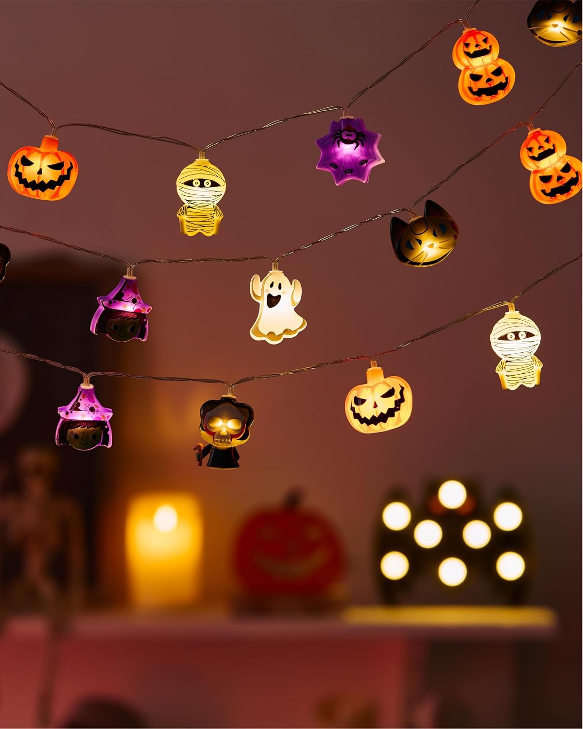 LOLStar Halloween String Lights No UV No IR Radiation Battery Lights for Nursery Doorway and Curtain Rod Decor