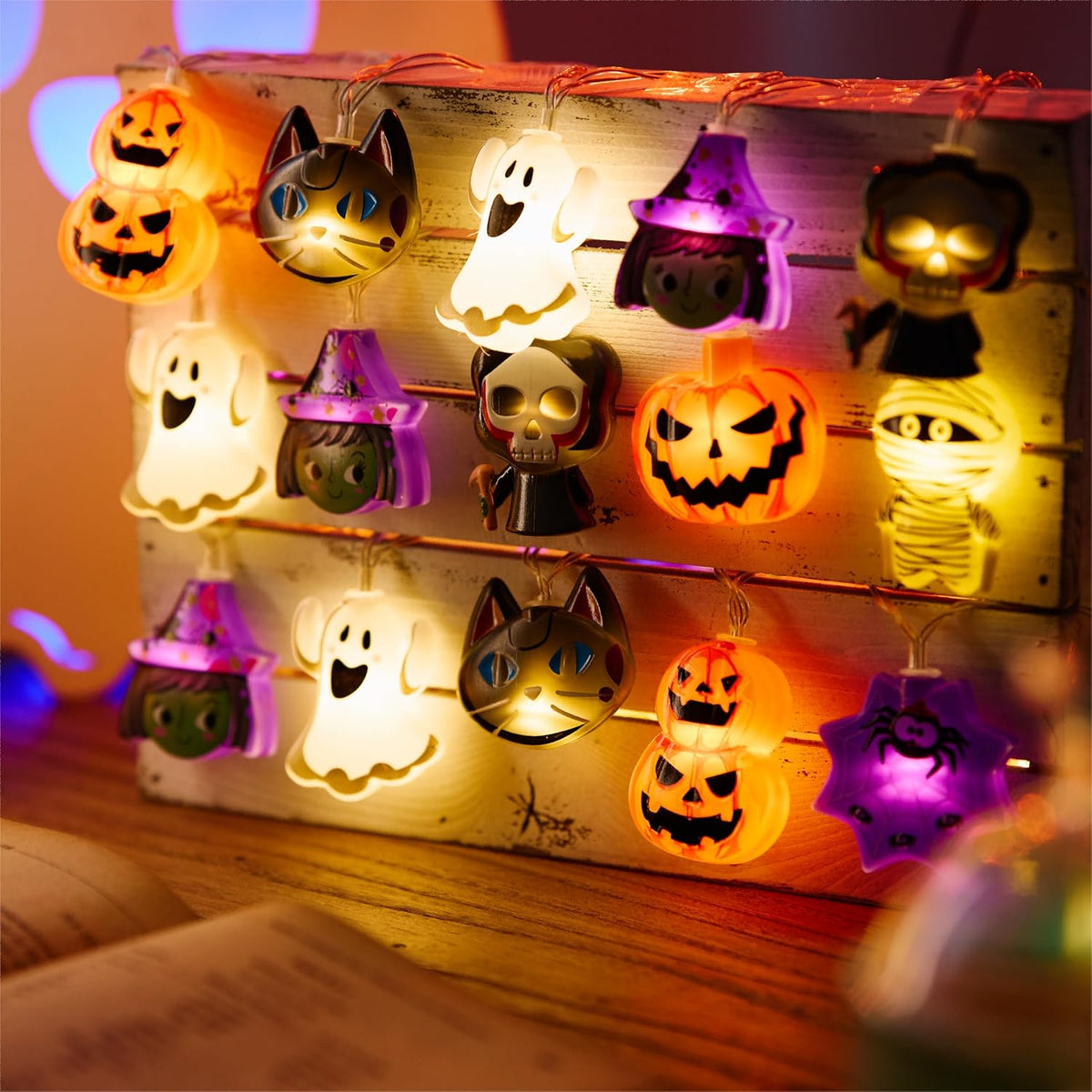 LOLStar Halloween String Lights No UV No IR Radiation Battery Lights for Nursery Doorway and Curtain Rod Decor