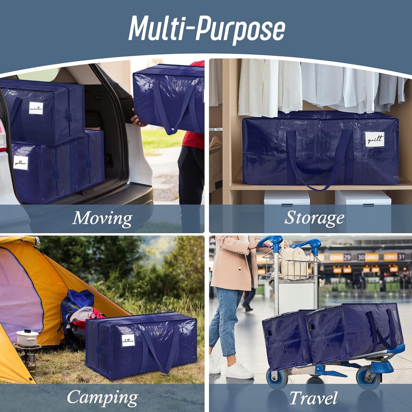 LotFancy Extra Large Storage Totes – Time-Saving Organization Bags for Home Office Decluttering Projects