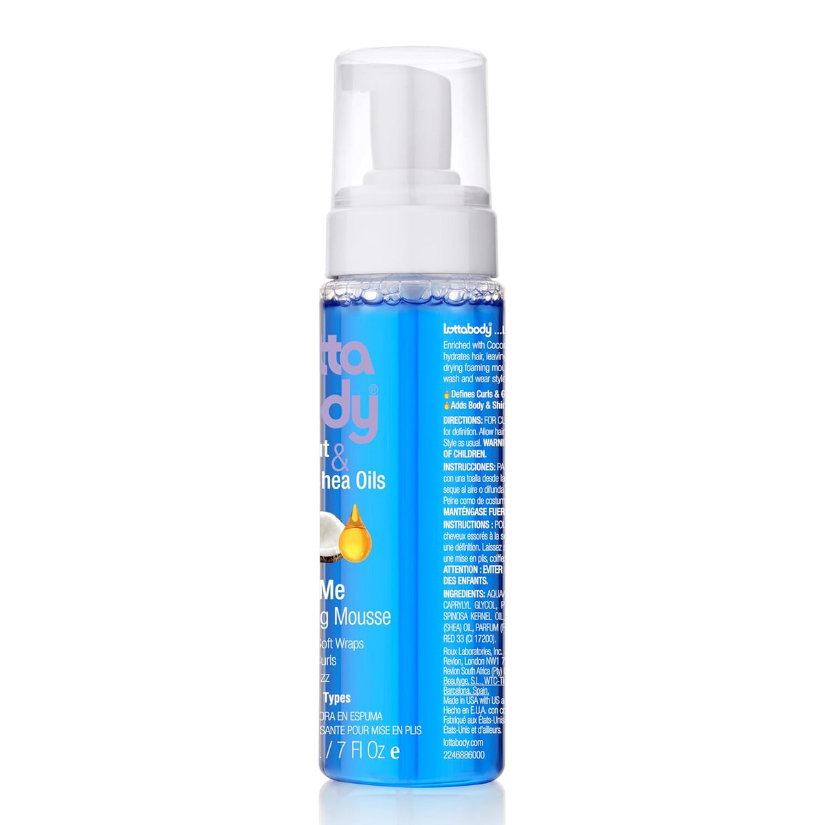 Lottabody Wrap Me Foaming Mousse – Clean Vanity Essential for Curly and Relaxed Hair, 7 oz