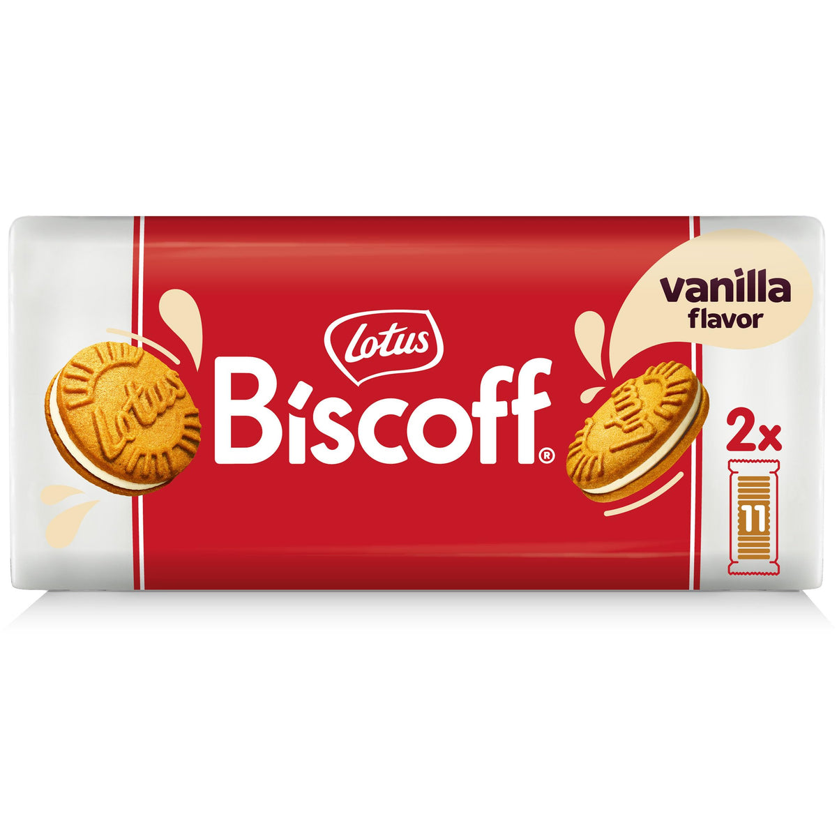 Lotus Biscoff Sandwich Cookies Vanilla – Elegant Vanilla Cream Sandwich Cookies for Elevated Entertaining, Two 11-Count Pouches
