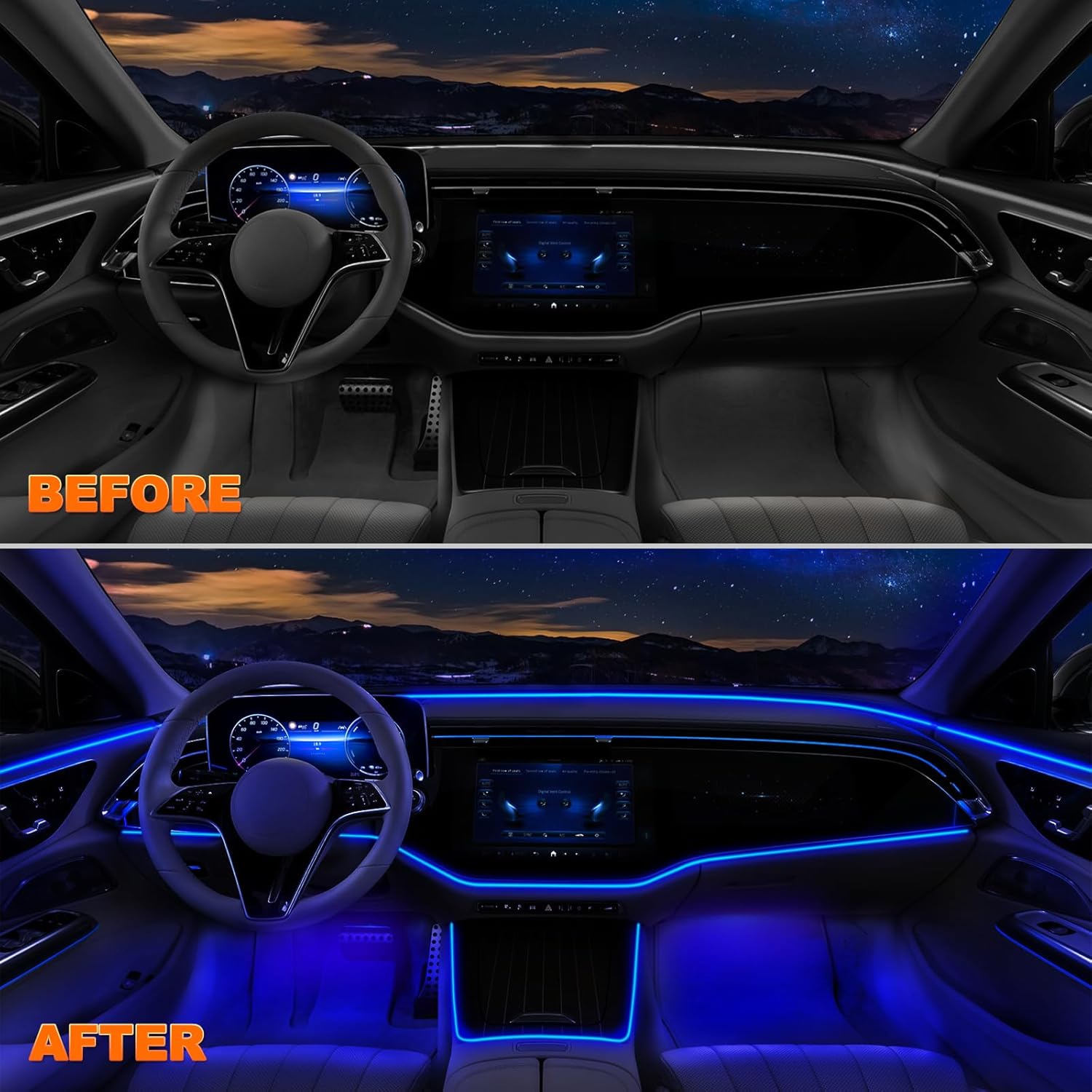 Lotus Lantern Car LED Ambient Kit – Road-Trip Activity Light for Kids' Long Rides, Sound-Active Color Modes