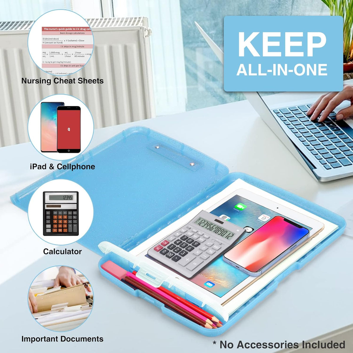 low-profile metal clip with ergonomic finger grips for comfortable extended holding