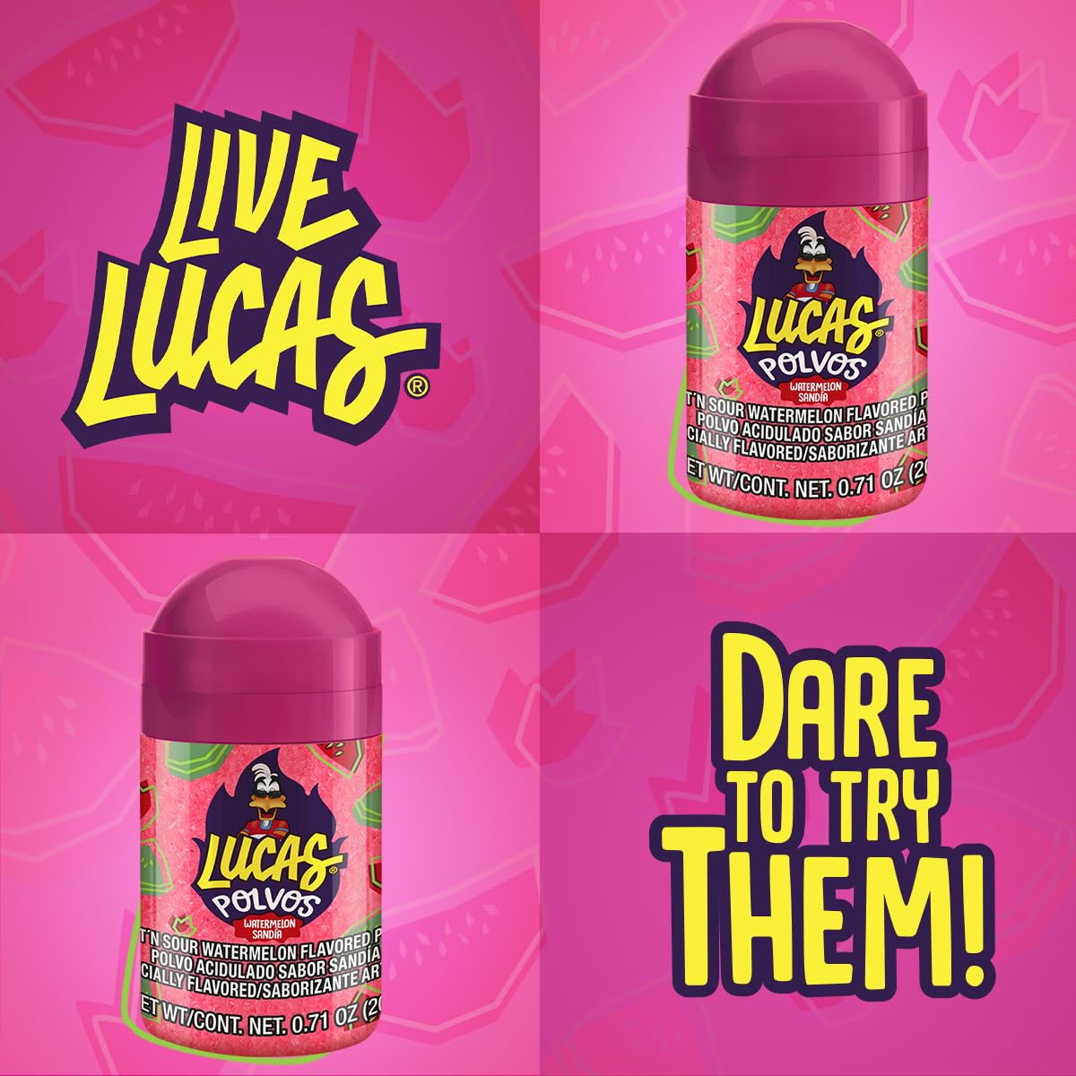 Lucas Powder Watermelon Flavored Candy – Unique Housewarming and Party Host Gift for Hispanic Foodies, 10 Bottles