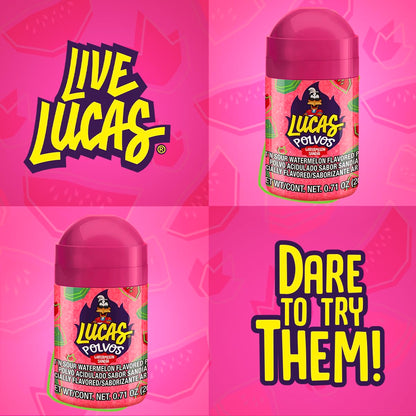 Lucas Powder Watermelon Flavored Candy – Unique Housewarming and Party Host Gift for Hispanic Foodies, 10 Bottles