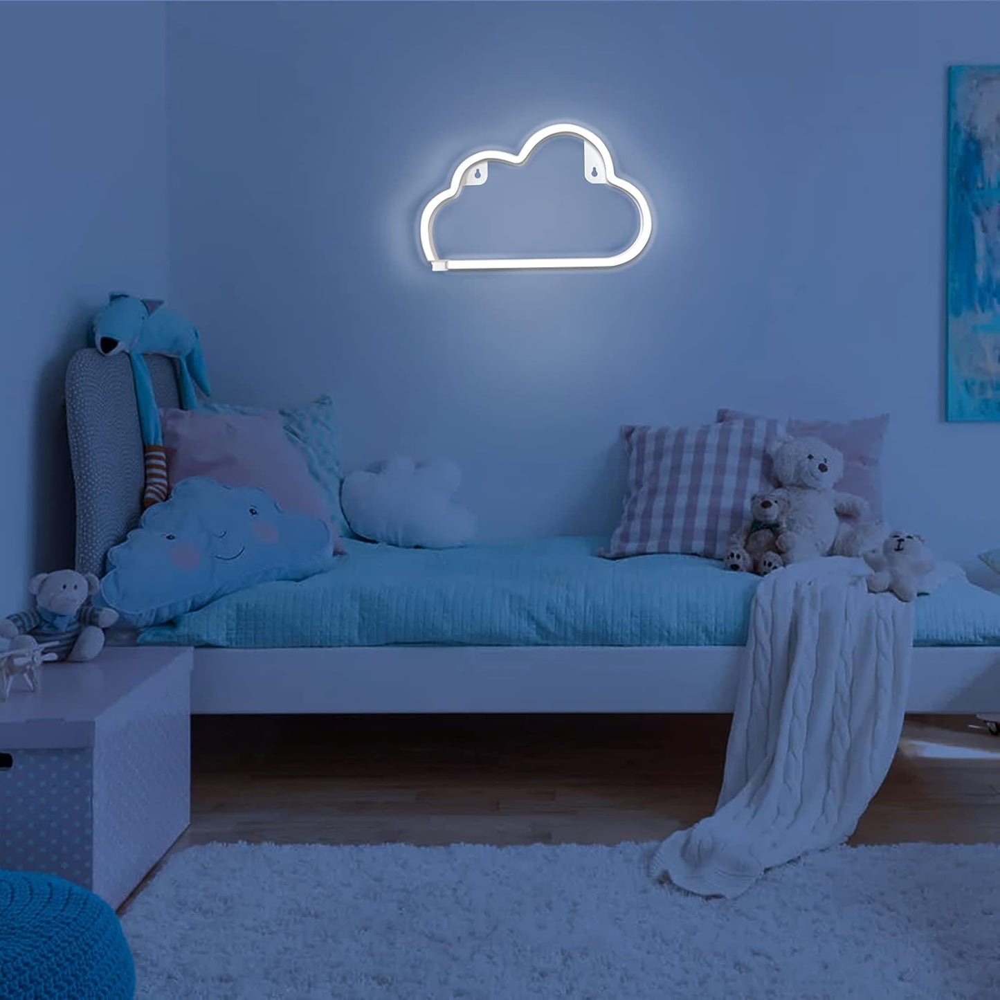 LUCIFER Cloud Neon Lamp – Heat Free LED Wall Light for Childrens Room and Senior Bedroom, Battery and USB Powered Safe Ambient Decor