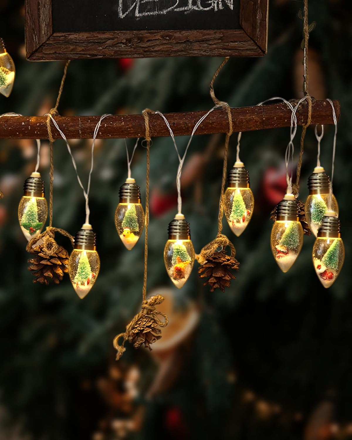 LumaGlow Battery Operated Kids Christmas Lights – No Glass, No Flame, No Choking Hazard Snow Globe Bulbs for Family Friendly Decorating