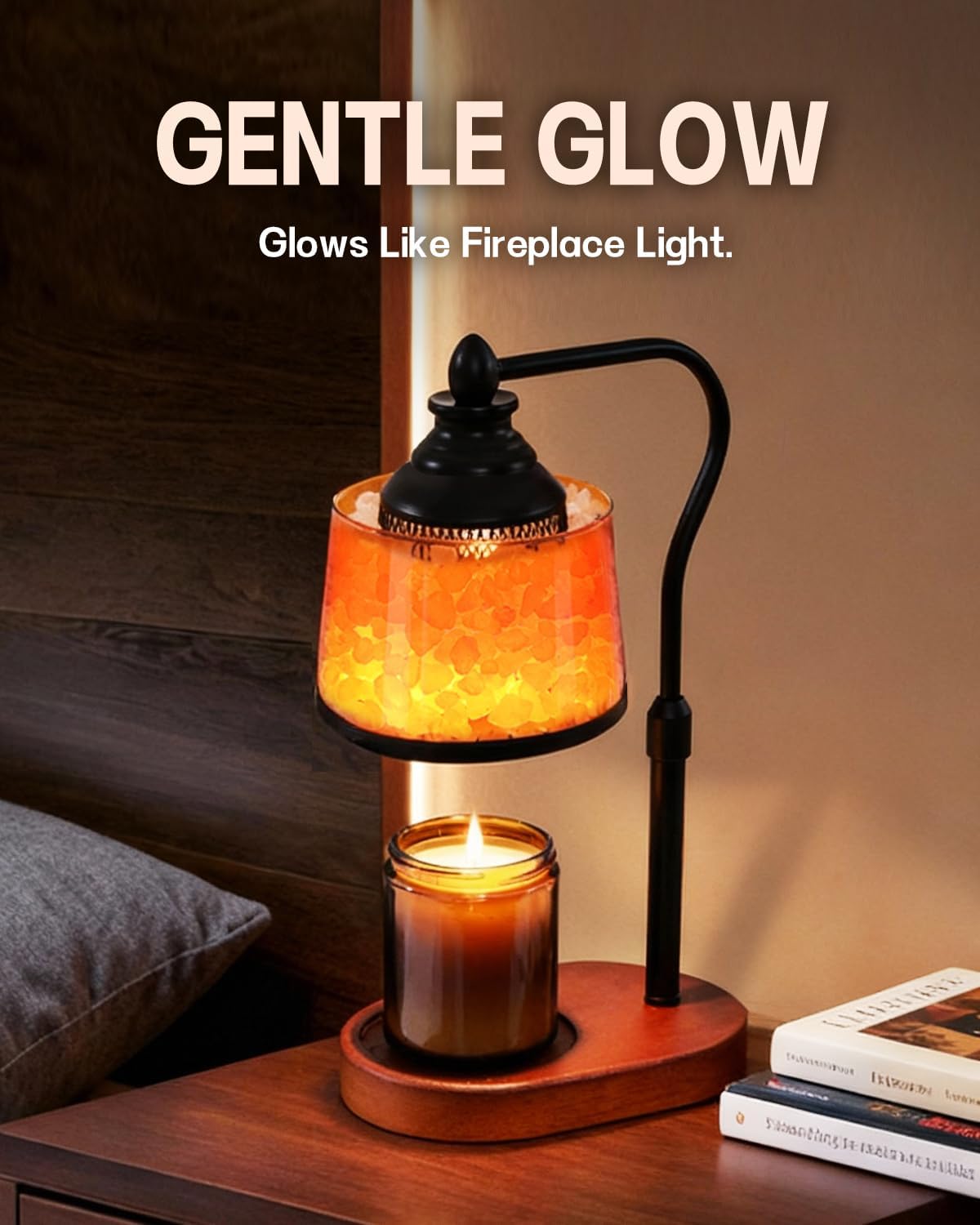 LumaGlow Walnut Base Aromatherapy Lamp with Halogen Warming – Layered Fragrance Diffusion for Spa-Style Relaxation Spaces