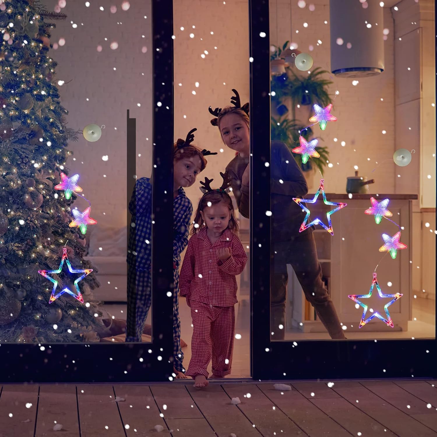 Lumalights LED Christmas Silhouette Lights – Suction-Cup Window Hanging Set for Cozy Holiday Ambience