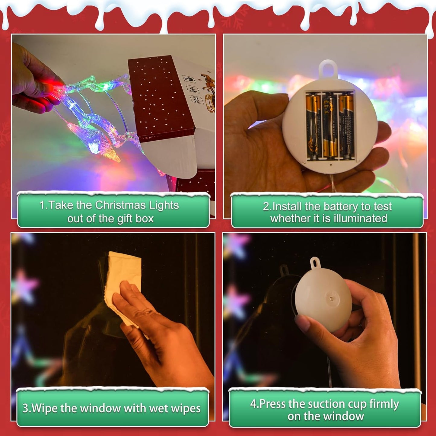 Lumalights LED Christmas Silhouette Lights – Suction-Cup Window Hanging Set for Cozy Holiday Ambience