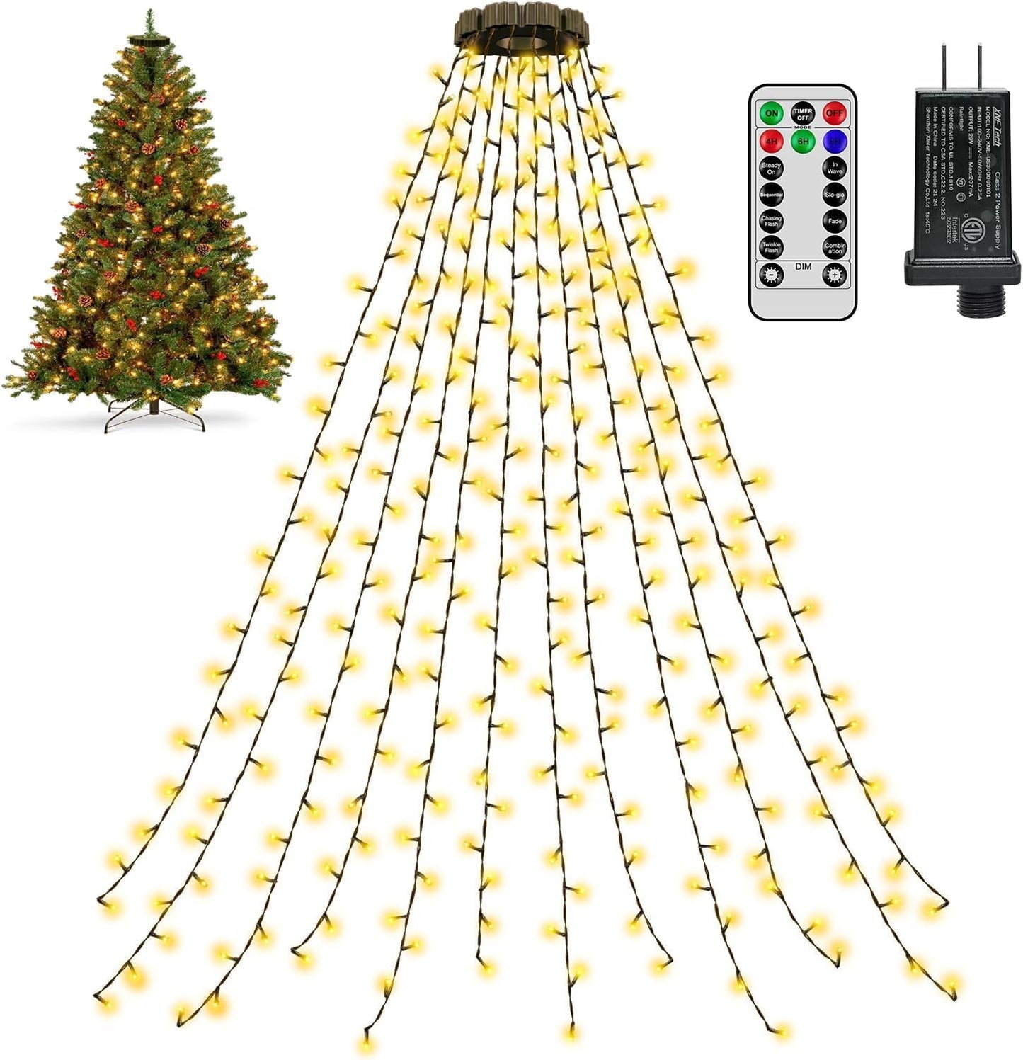 Lumastream 300 LED Tree Lights Cool White – Memory Function & Timer for Effortless Dining Room Holiday Decor