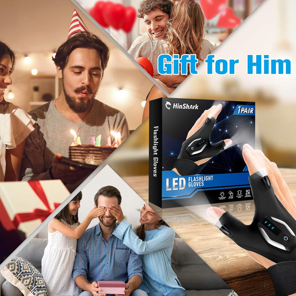 LumeFlex Hands-Free LED Gloves – Unique Christmas Stocking Stuffer for Men, Practical Gift for Grandpa