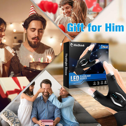 LumeFlex Hands-Free LED Gloves – Unique Christmas Stocking Stuffer for Men, Practical Gift for Grandpa