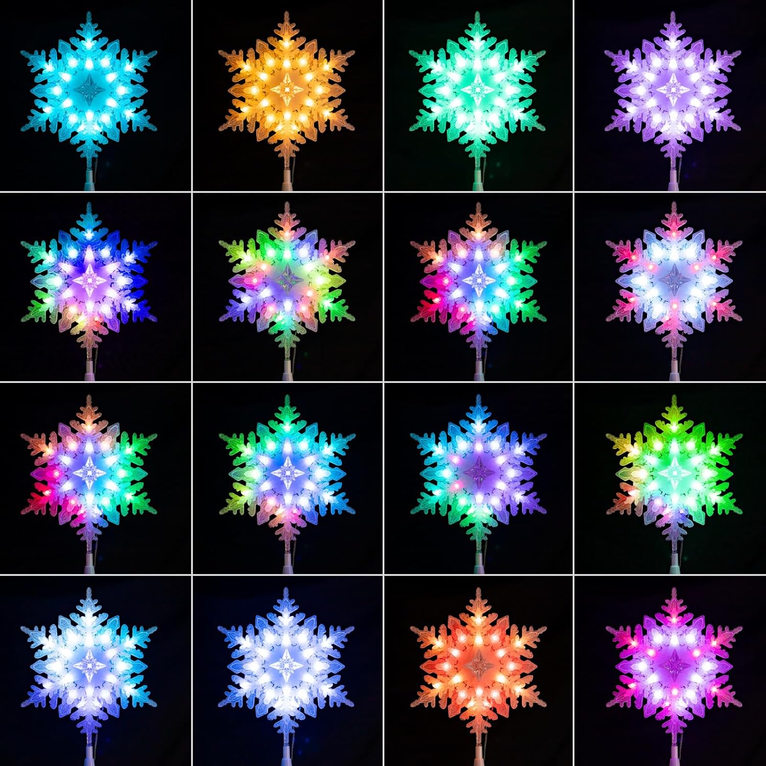 Lumichain Timer Snowflake Tree Topper – Auto Shutoff Christmas Lighting That Stays Cool Overnight