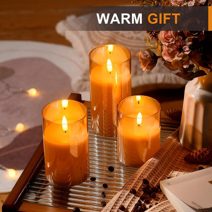 Lumière Maison Flicker Glass Candles – Neutral Toned Shelf Styling, Dimmable Ambient Decor