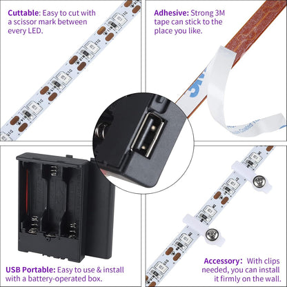 Lumify Home Glow Party Light for Kids' Room, USB Powered Blacklight Strip for Halloween
