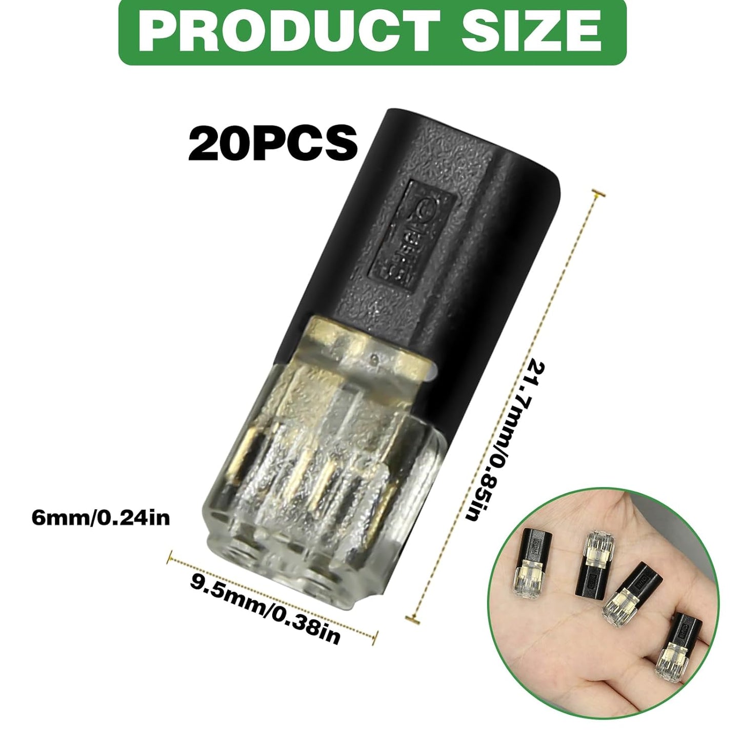 Lumifydeco Snap-Closure LED Strip Joiner – Studio and Office Task Lighting, 2-Pin Double Connector