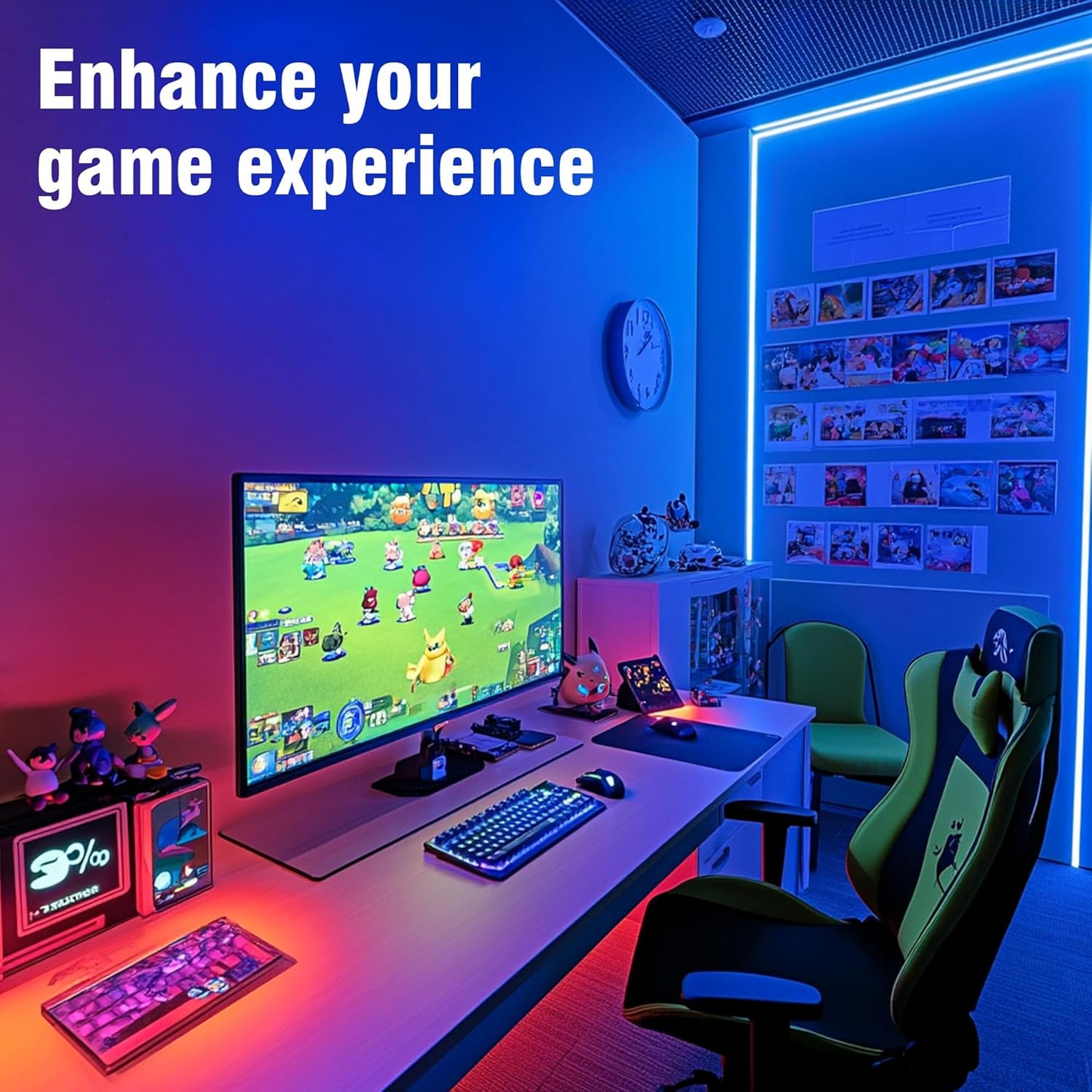 Lumiglow Color Changing LED Strip Lights 50ft – Nursery and Toddler Room Accent Lighting with Music Sync and Timer