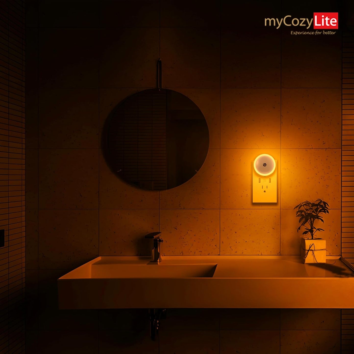 Lumina Wellness Night Light – Blue-Light-Free Amber Glow for Evening Bath and Meditation Corner