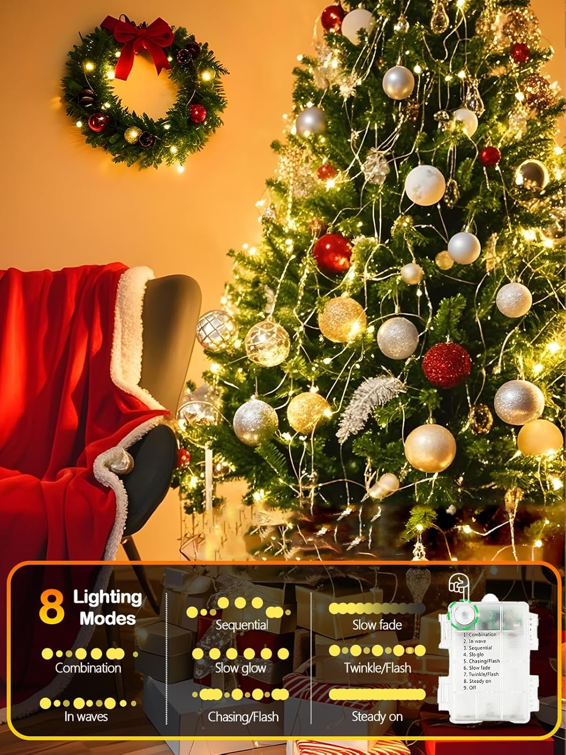 Luminara Glow Battery Operated Fairy Lights 4 Pack, Flexible Copper Wire Twinkle Lights for Bookshelf Styling, Bedroom Vibe & DIY Wreaths