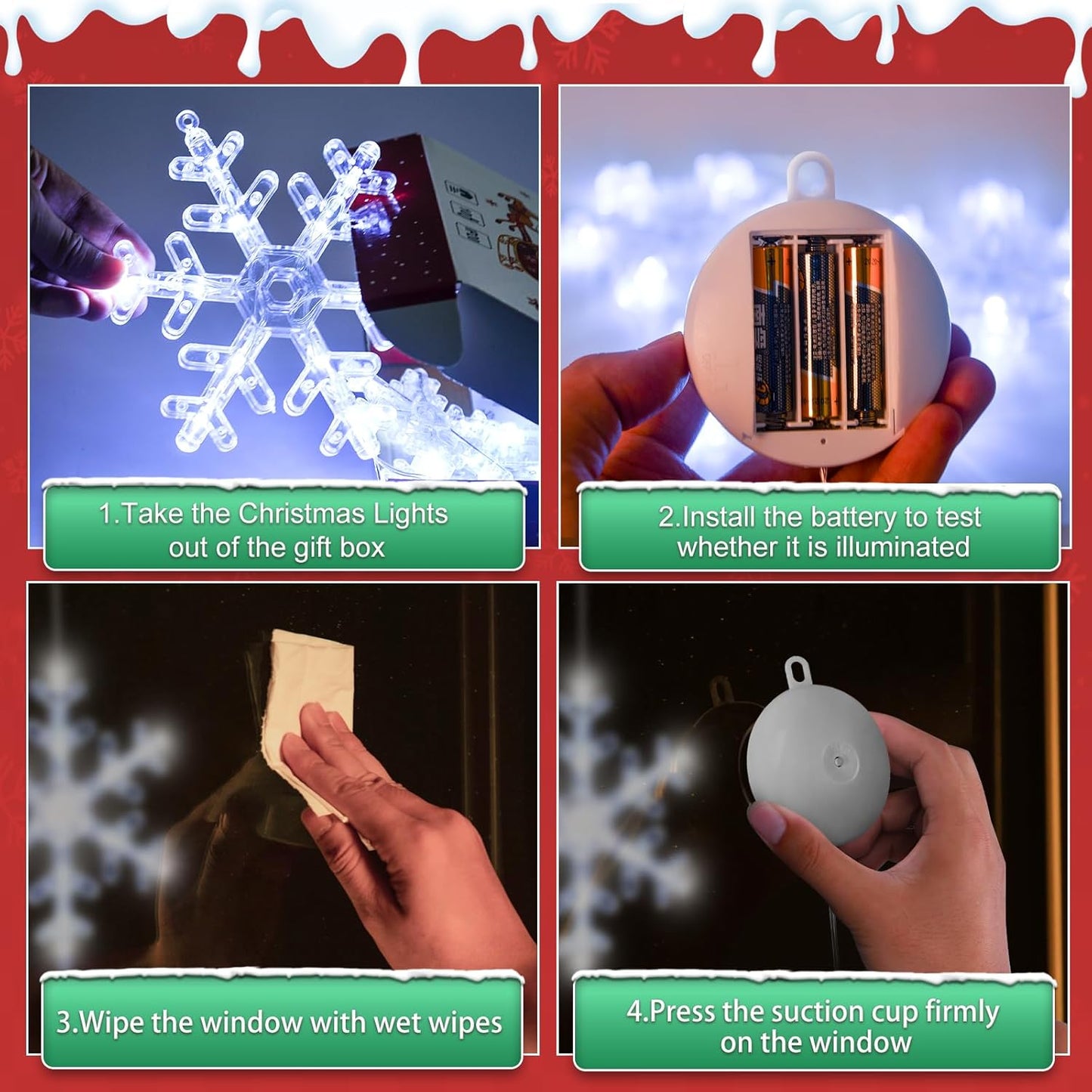 LuminGlow Christmas Snowflake LED Decor – Window, Mantel & Tree Hanging Lights to Set a Warm Holiday Mood