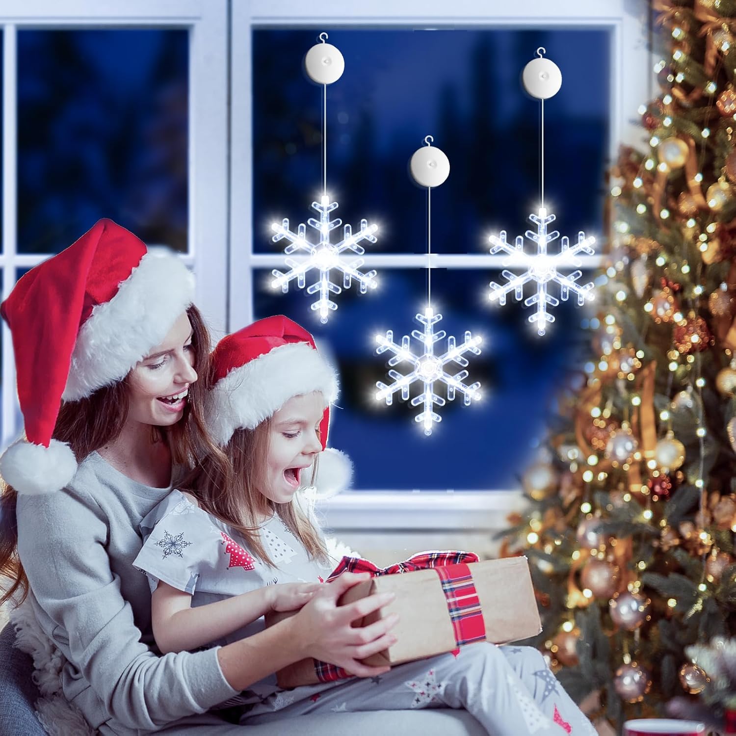 LuminGlow Christmas Snowflake LED Decor – Window, Mantel & Tree Hanging Lights to Set a Warm Holiday Mood