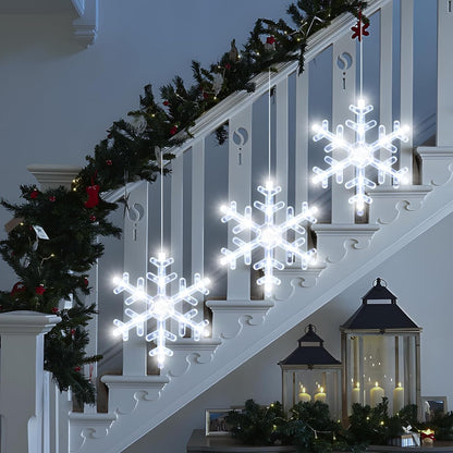 LuminGlow Christmas Snowflake LED Decor – Window, Mantel & Tree Hanging Lights to Set a Warm Holiday Mood