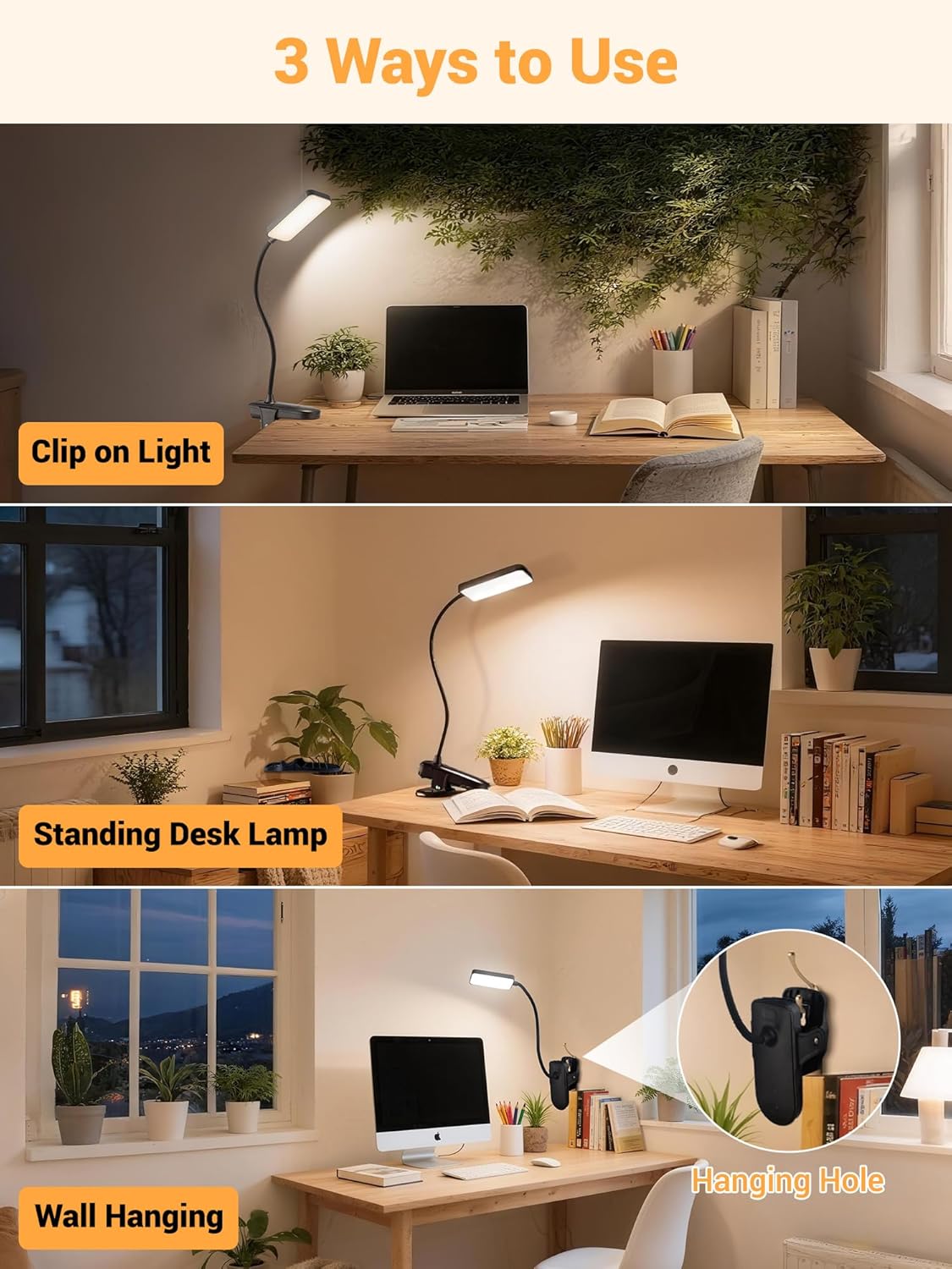 LuminGlow Pro Clip Lamp – Designer Table Light for Craft Station and Hobby Corner, Cordless 450 Lumen LED