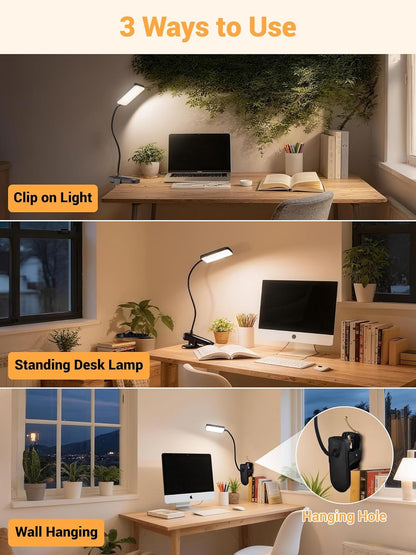 LuminGlow Pro Clip Lamp – Designer Table Light for Craft Station and Hobby Corner, Cordless 450 Lumen LED