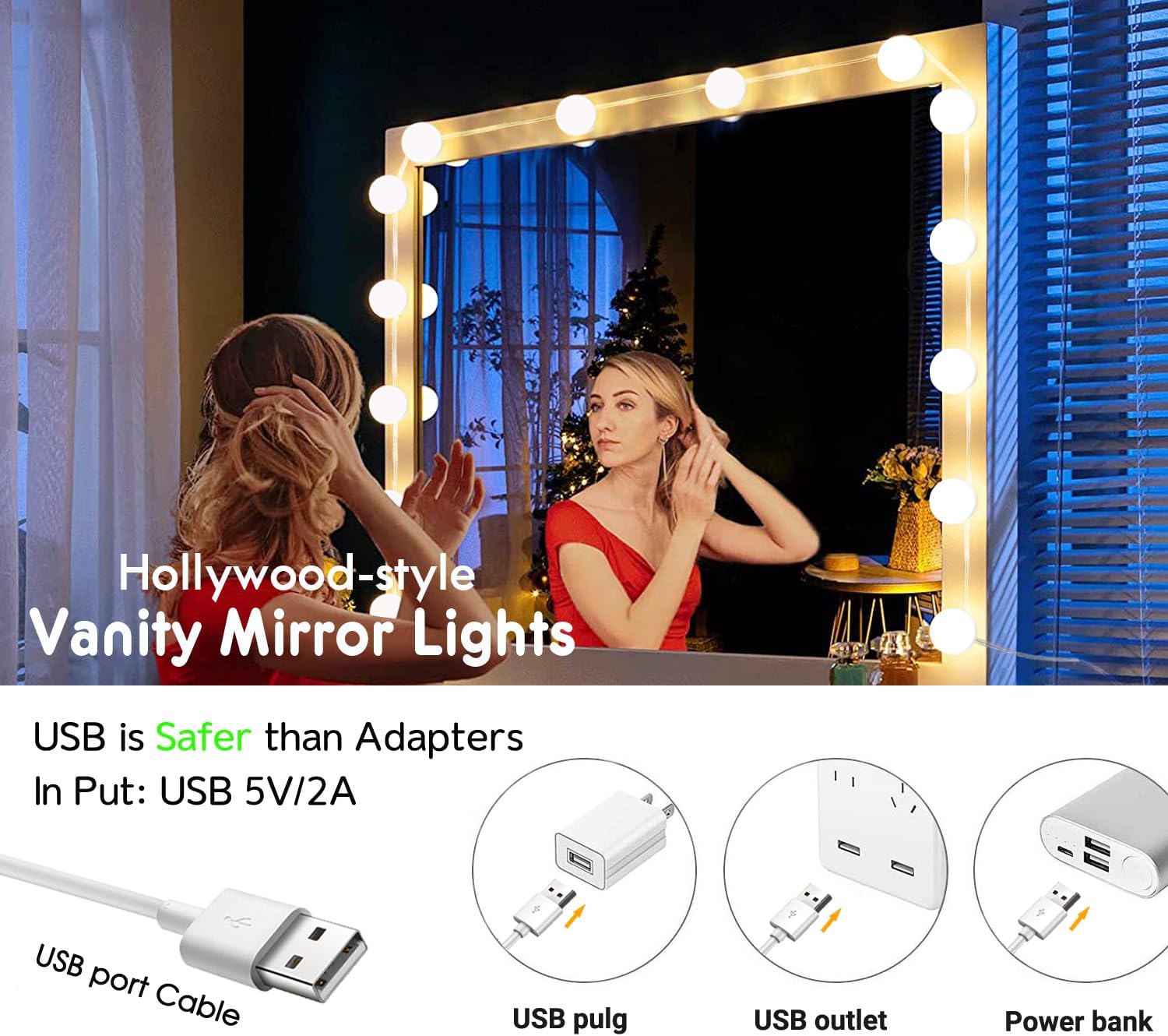 LuminGlow Understated Hollywood Lights – Soft Profile 14 Bulb Kit, Intentional Decor for Modern Spaces