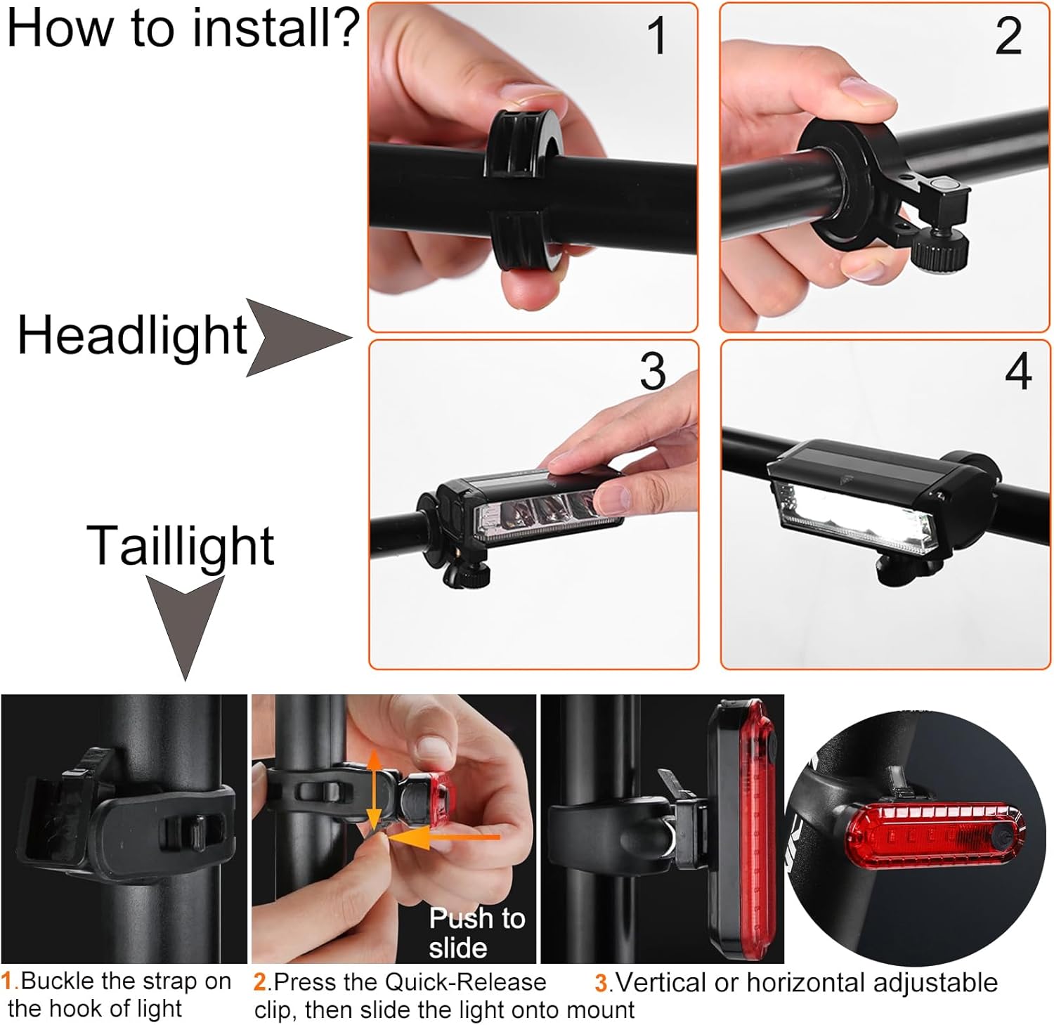 Luminoak Bicycle Light Set – 5-Mode Rechargeable Front and Rear Bike Light for Outdoor Enthusiasts and Weekend Trail Riders