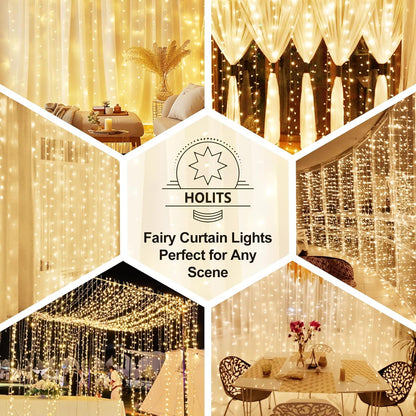 Luminos Glow 6.6x6.6FT Curtain Lights – Soft Ambient Lighting for Front Porch and Indoor Decor