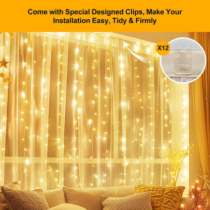 Luminos Glow 6.6x6.6FT Curtain Lights – Soft Ambient Lighting for Front Porch and Indoor Decor