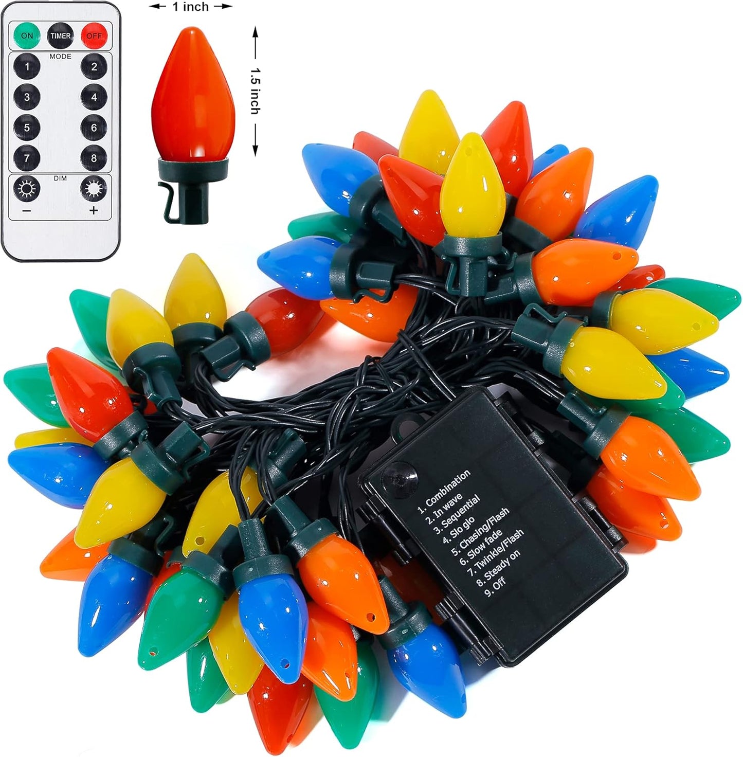 LumioGlow LED C7 String - Fire Risk Free Alternative to Candles for Mantel and Wreath